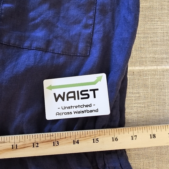 Velvet by Graham & Spencer Large 100% Linen Blue Dress Pocket Front Tie - Picture 13 of 13